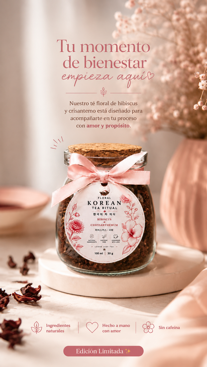 Té Floral Coreano Lion Beauty | Hibiscus & Crisantemo | Ritual de Bienestar y Equilibrio