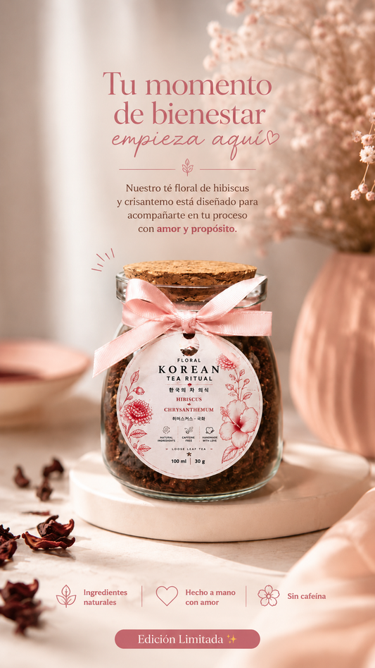 Té Floral Coreano Lion Beauty | Hibiscus & Crisantemo | Ritual de Bienestar y Equilibrio